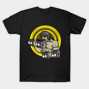 Strong bodybuilder with dumbbells T-Shirt